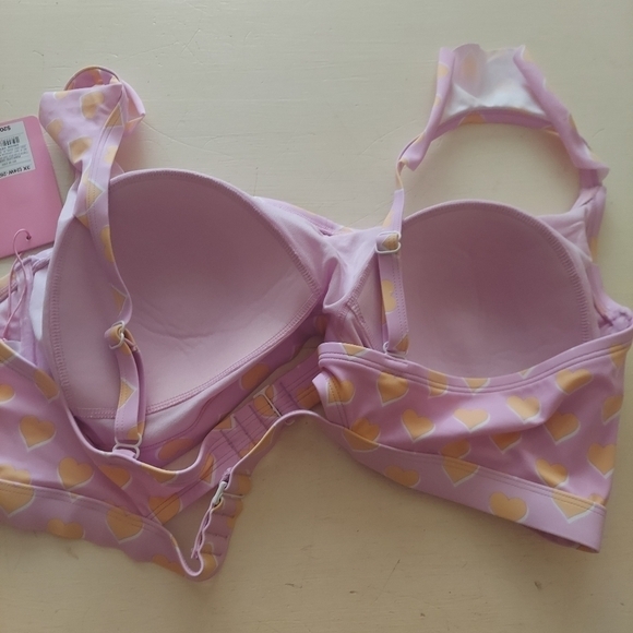 Stoney Clover Lane x Target Flutter Strap Heart Print Bralette Bikini Top NEW - Picture 5 of 6